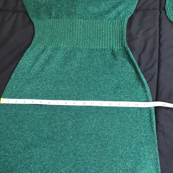 Vintage Wenjilli Metallic Knit Long Sleeve Maxi Dress Turtle Neck; Mesh V @ Neck - Picture 12 of 16